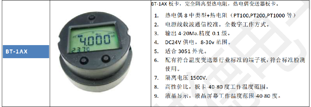 利諾德電子推出全隔離的熱電阻，熱電偶溫度變送器板卡。